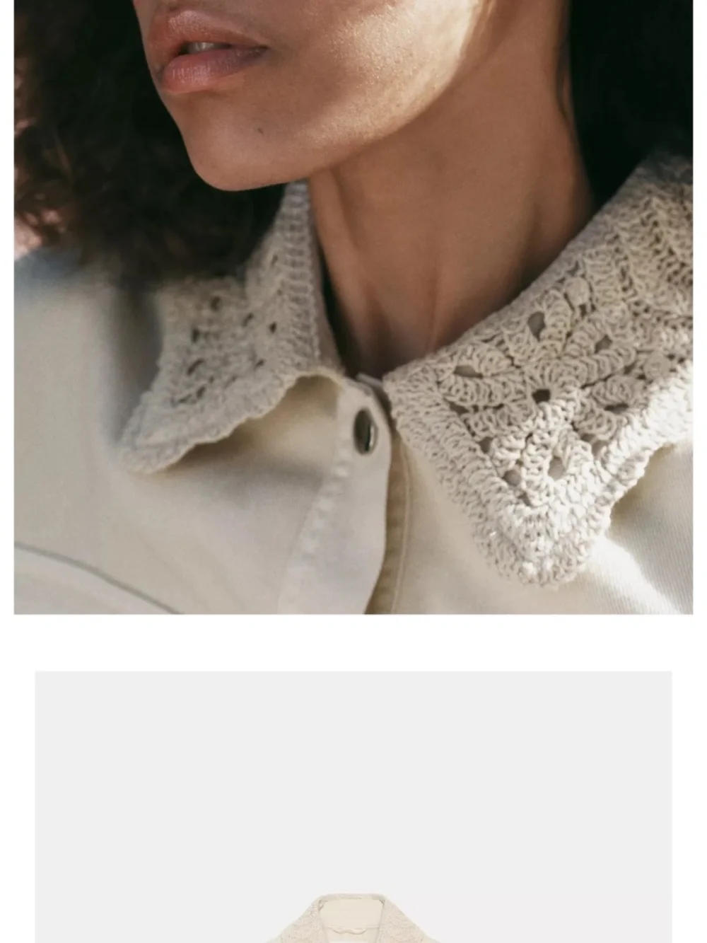 NWT. Zara crochet collar safari jacket